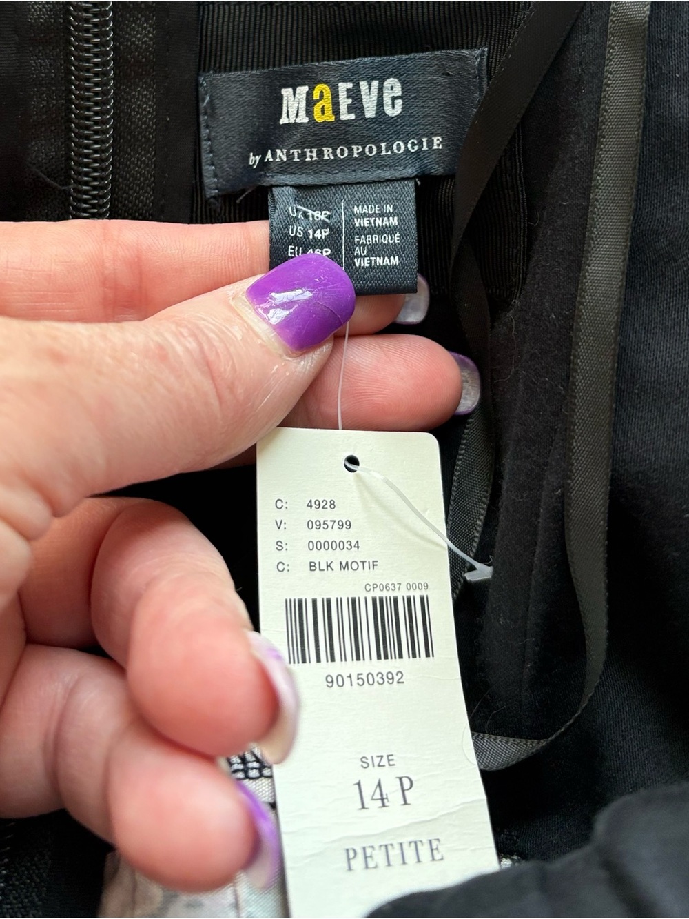 NWT Maeve Anthropologie Strapless Floral Mini Dress Black Pink Roses 14P - Picture 5 of 6